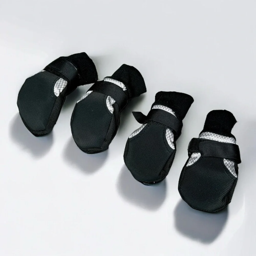 Dog Boots Shoes Rain Shoes Waterproof Reflective Black Small